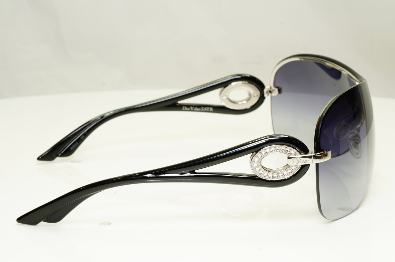 Authentic Dior Womens Shield Black Visor Shield Sunglasses Volute 3 Strass RZSJJ