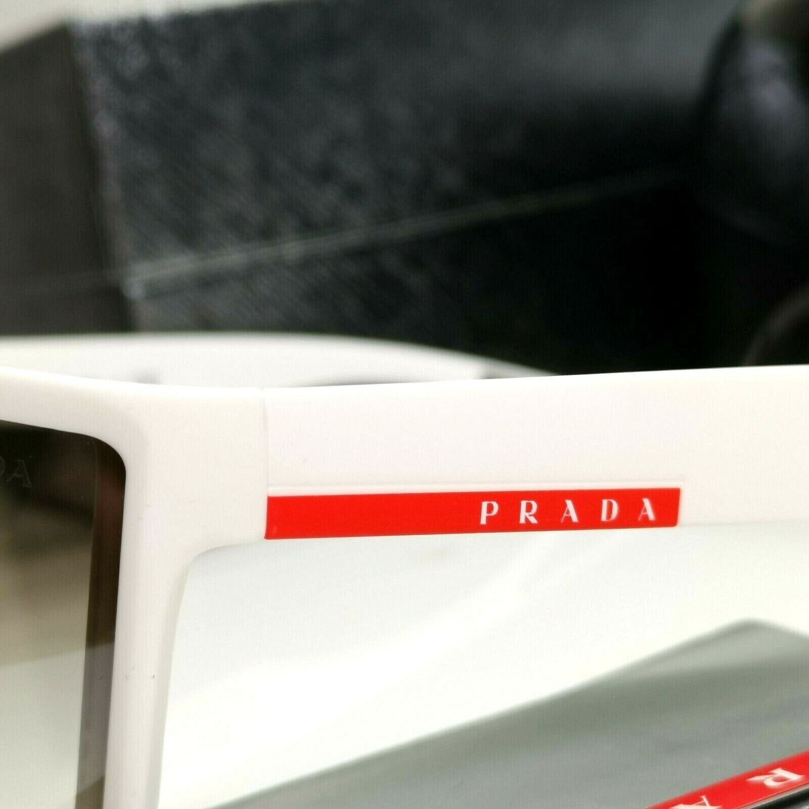 Authentic Prada Mens Sunglasses White Grey Silver Shield Visor SPS 09U TWK-5O0