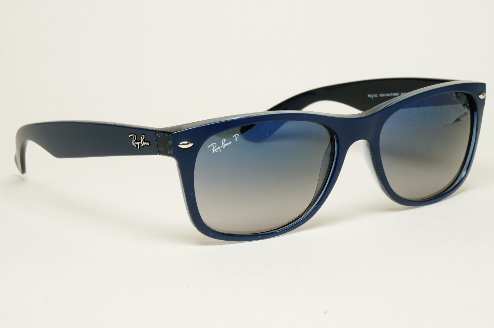 Ray-Ban Sunglasses Polarised New Wayfarer Blue Matte RB 2132 6607/78 58mm
