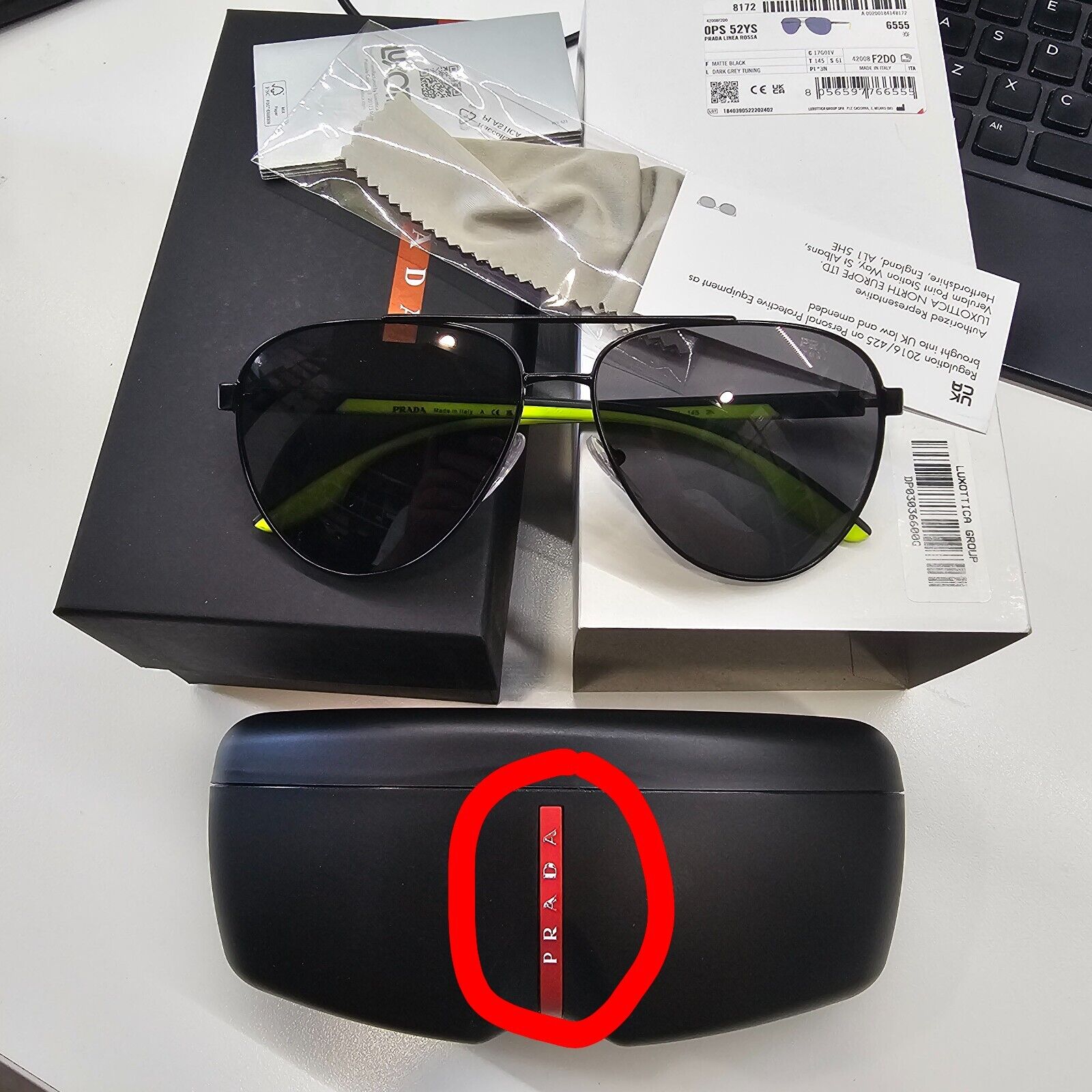 Prada Sunglasses Tuning Tint Pilot Black Grey Green PS52YS SPS 52Y 17G-01V [A]
