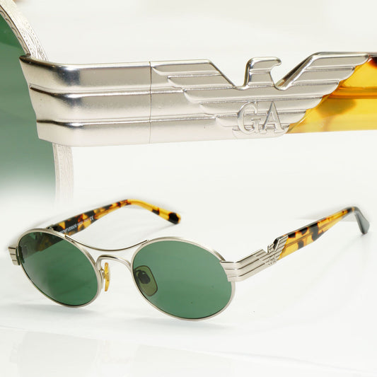 Emporio Armani Sunglasses 1997 Vintage Silver Brown Green Eagle 047-S 881