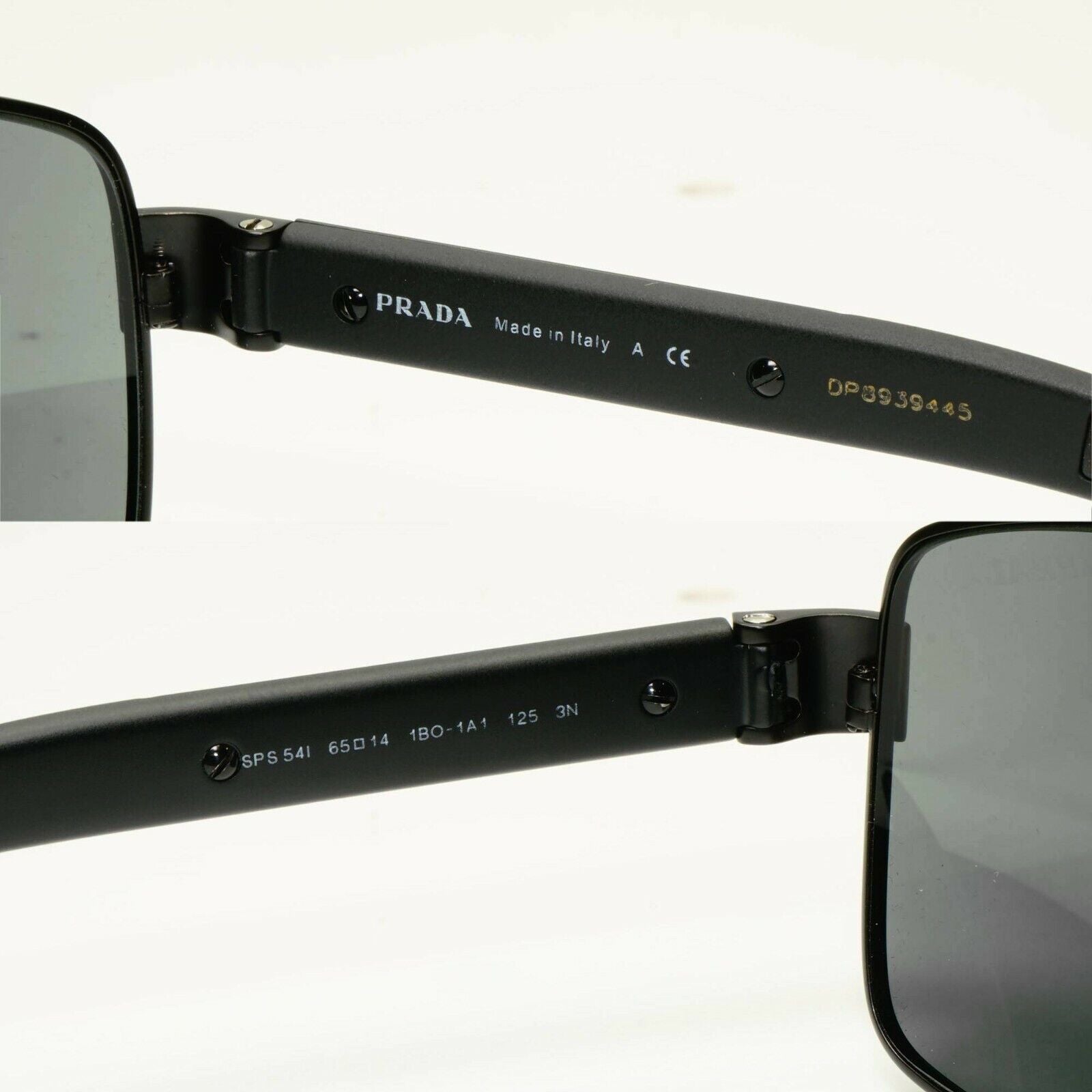 Prada Black Sunglasses Mens Square Square Metal Sport Red Stripe SPS 54I 1BO-1A1