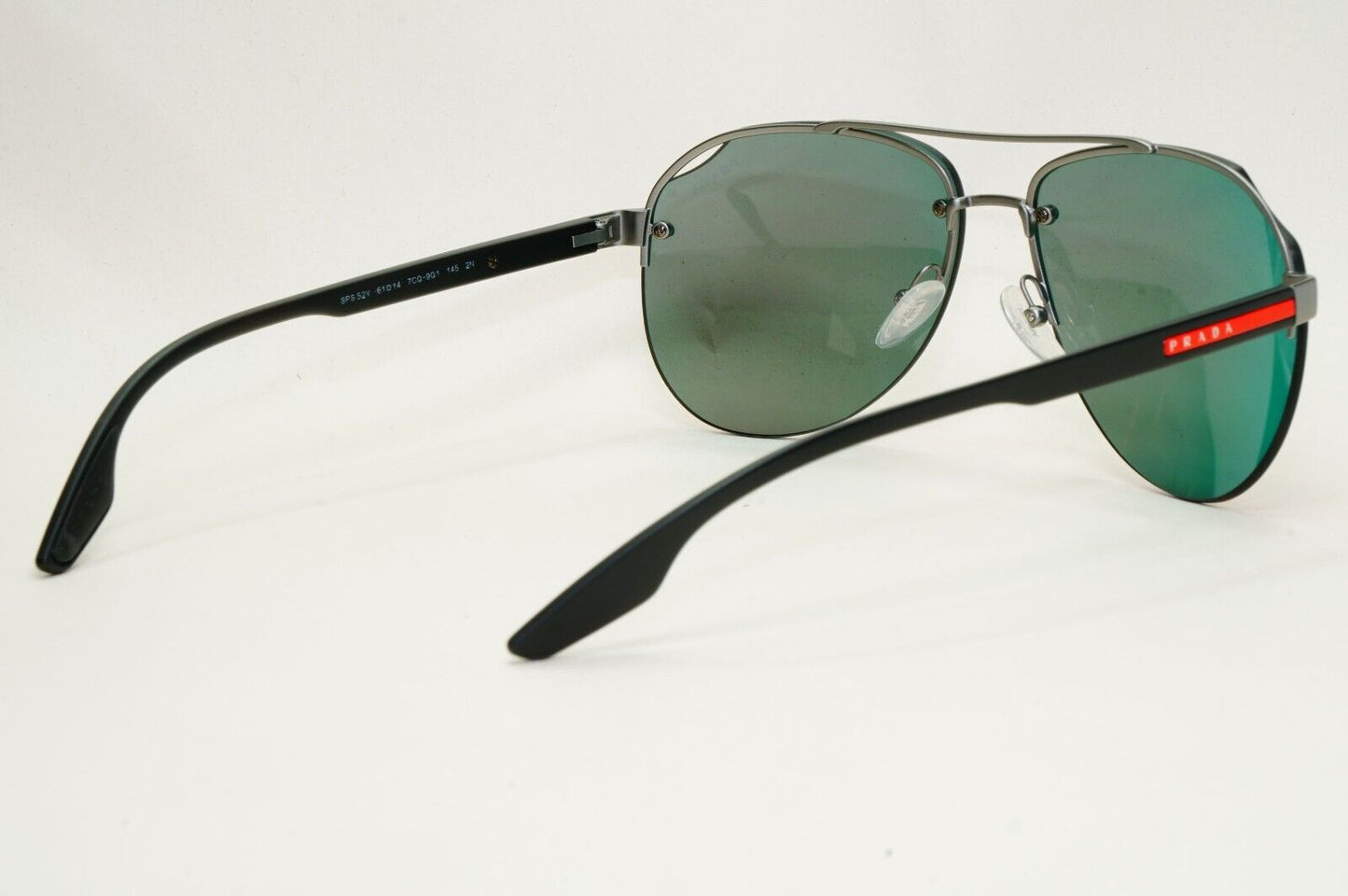 Prada Sunglasses Pilot Gunmetal Black Red Grey Mirror PS52VS SPS 52V 7CQ-9Q1
