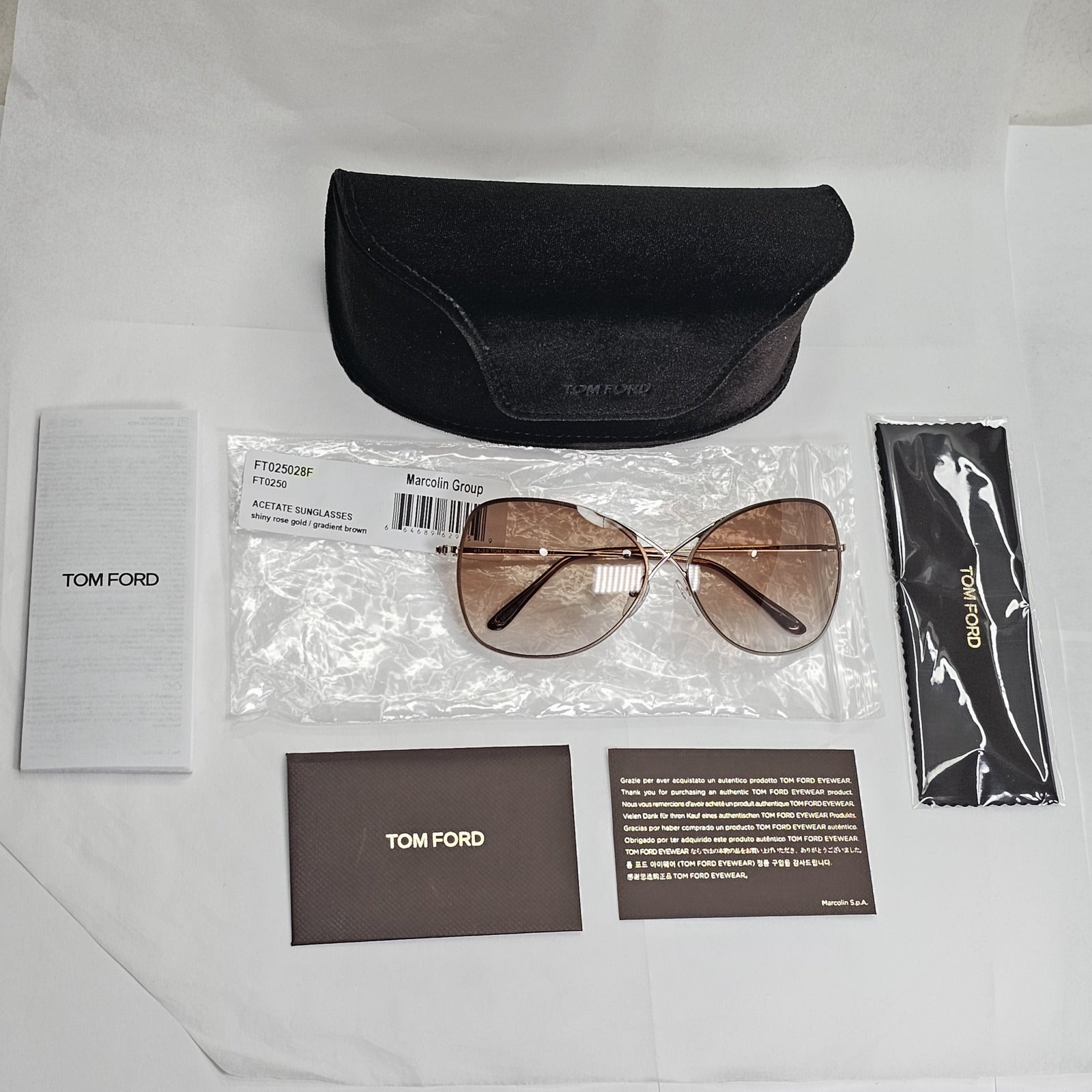 Tom Ford Sunglasses Colette Gold Brown Gradient FT0250 TF 250 28F 63mm