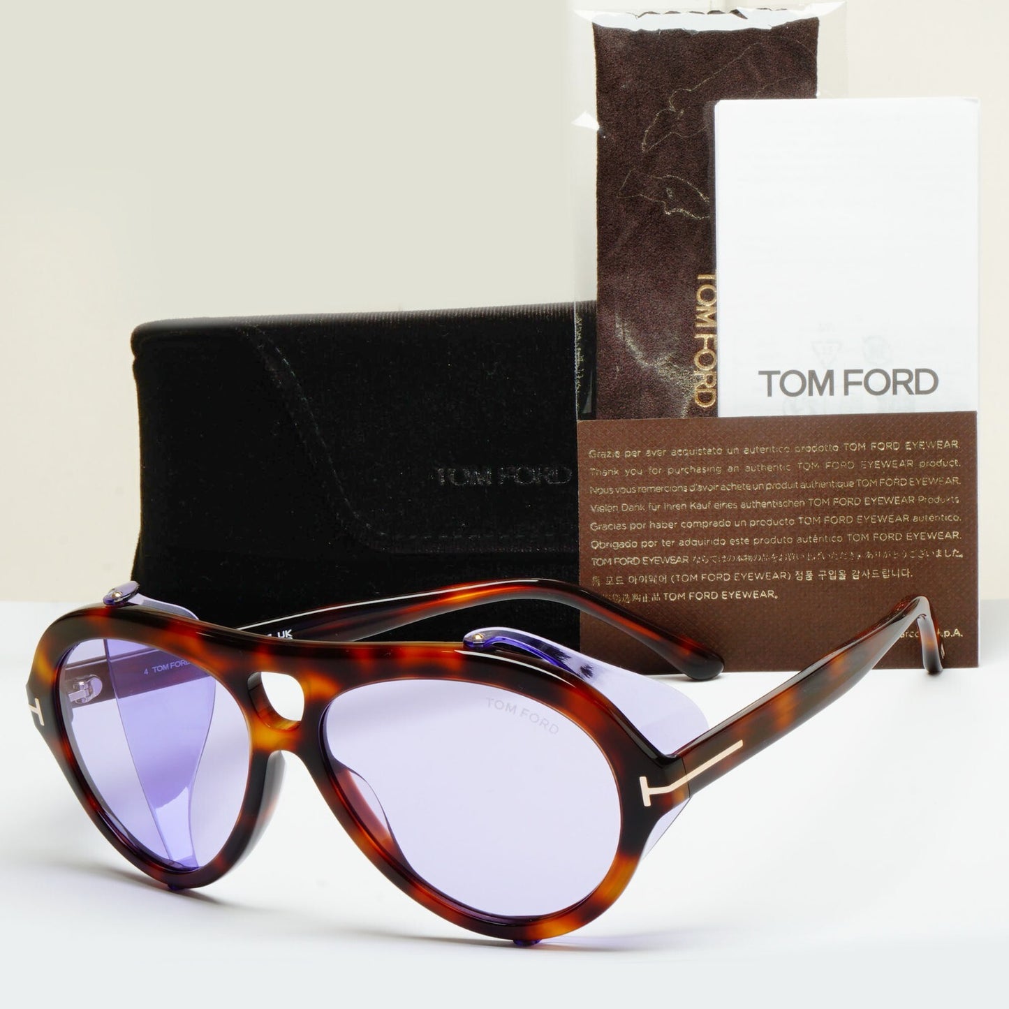 Tom Ford Sunglasses Neughman Brown Violet Pilot Side Shields FT0882 TF 882 53Y