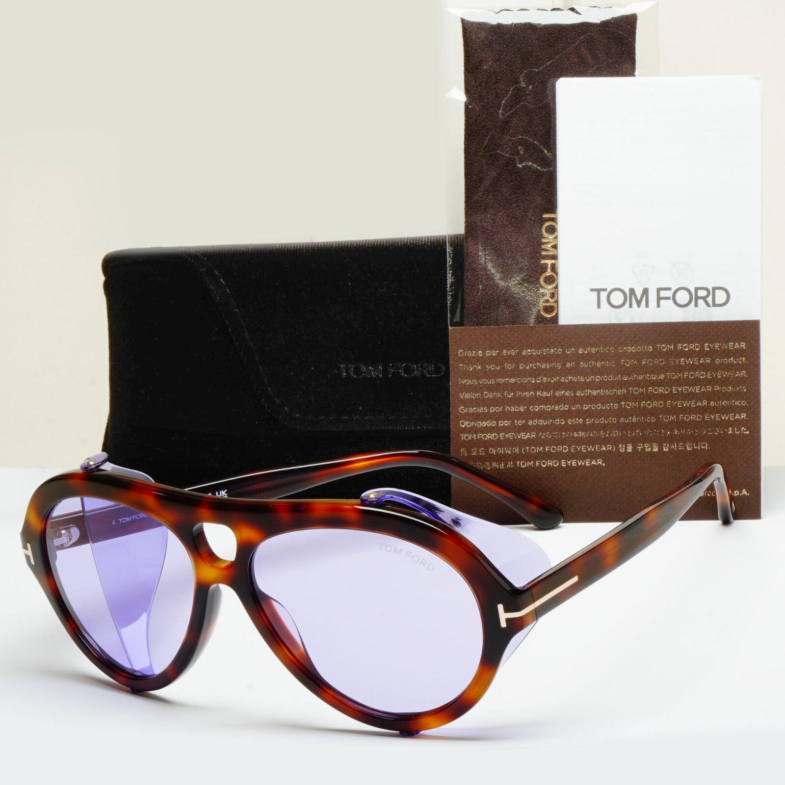 Tom Ford Sunglasses Neughman Brown Violet Pilot Side Shields FT0882 TF 882 53Y