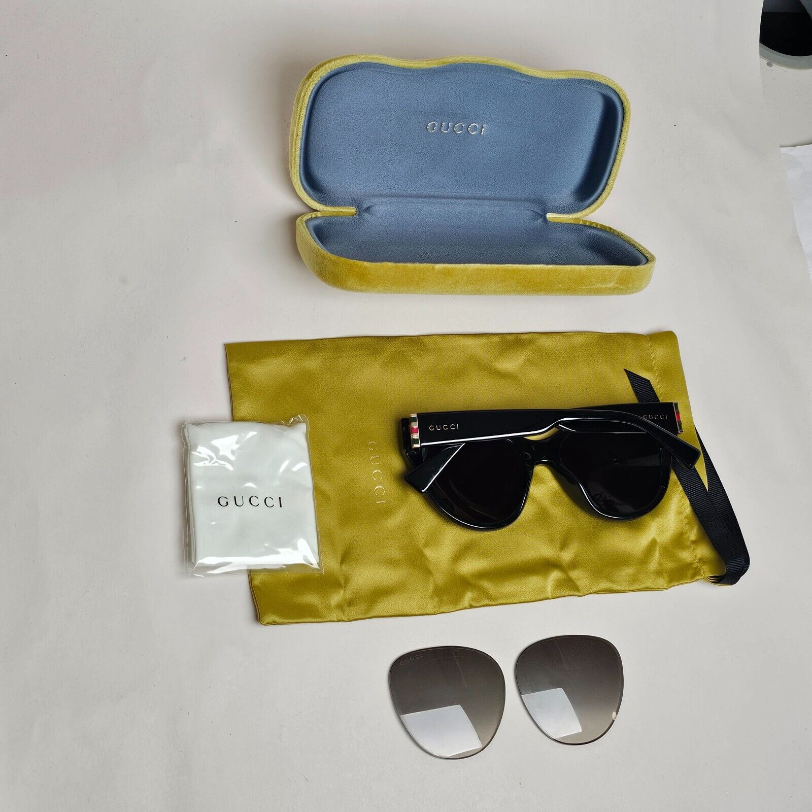 Gucci Sunglasses 2019 Black Cat Eye Square Glossy GG0460S 001 53mm 100225