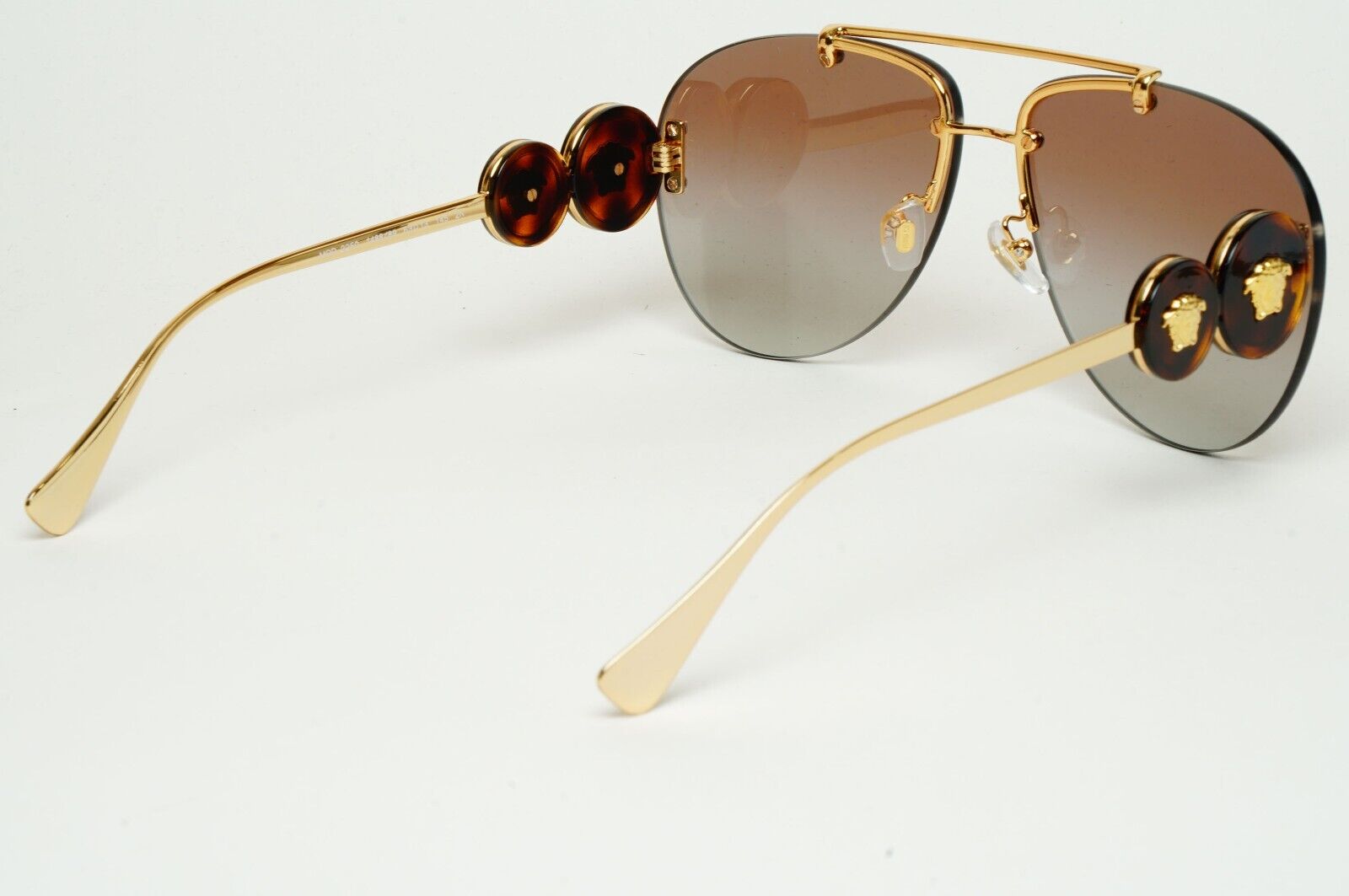 Versace Sunglasses Rimless Pilot Gold Medusa Brown MOD VE 2250 1488/89