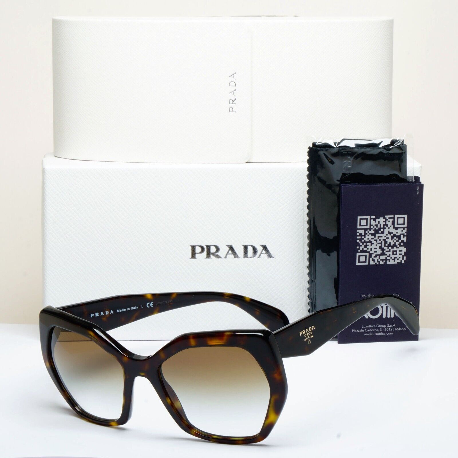 Prada Sunglasses Hexagonal Brown Tortoise Square PR16RS SPR 16R 2AU-4M0 56mm