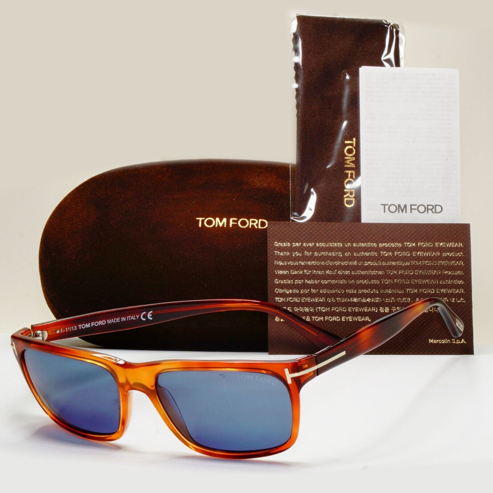 Tom Ford Sunglasses Hugh Brown Havana Square Gold FT0337 TF 337 52B 55mm