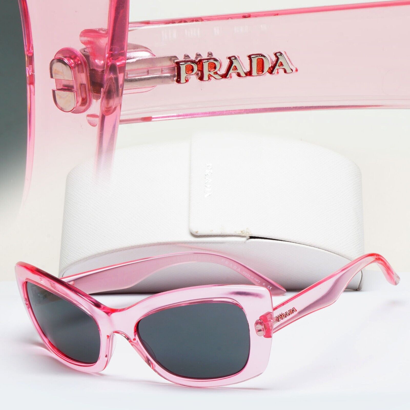 Prada Sunglasses 2018 Pink Transparent Cat Eye PR19MS SPR 19M ABH-1A1 060125