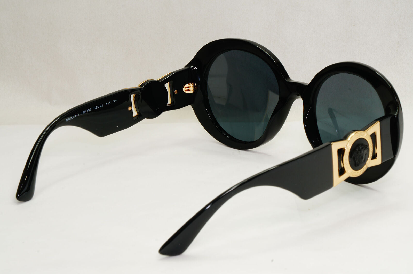 Versace Sunglasses Black Gold Medusa Round Oval Oversized MOD VE 4414 GB1/87