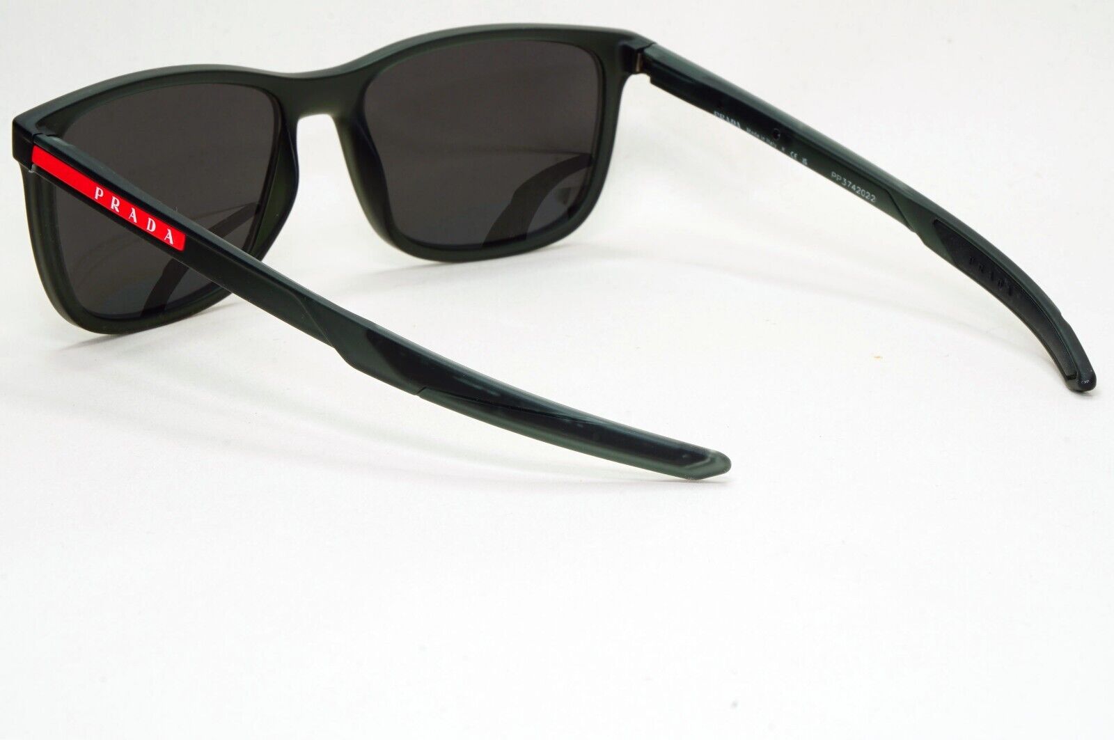 Prada Sunglasses Black Transparent Rubber Square PS07OV VPS 07O 13C-1O1 56mm