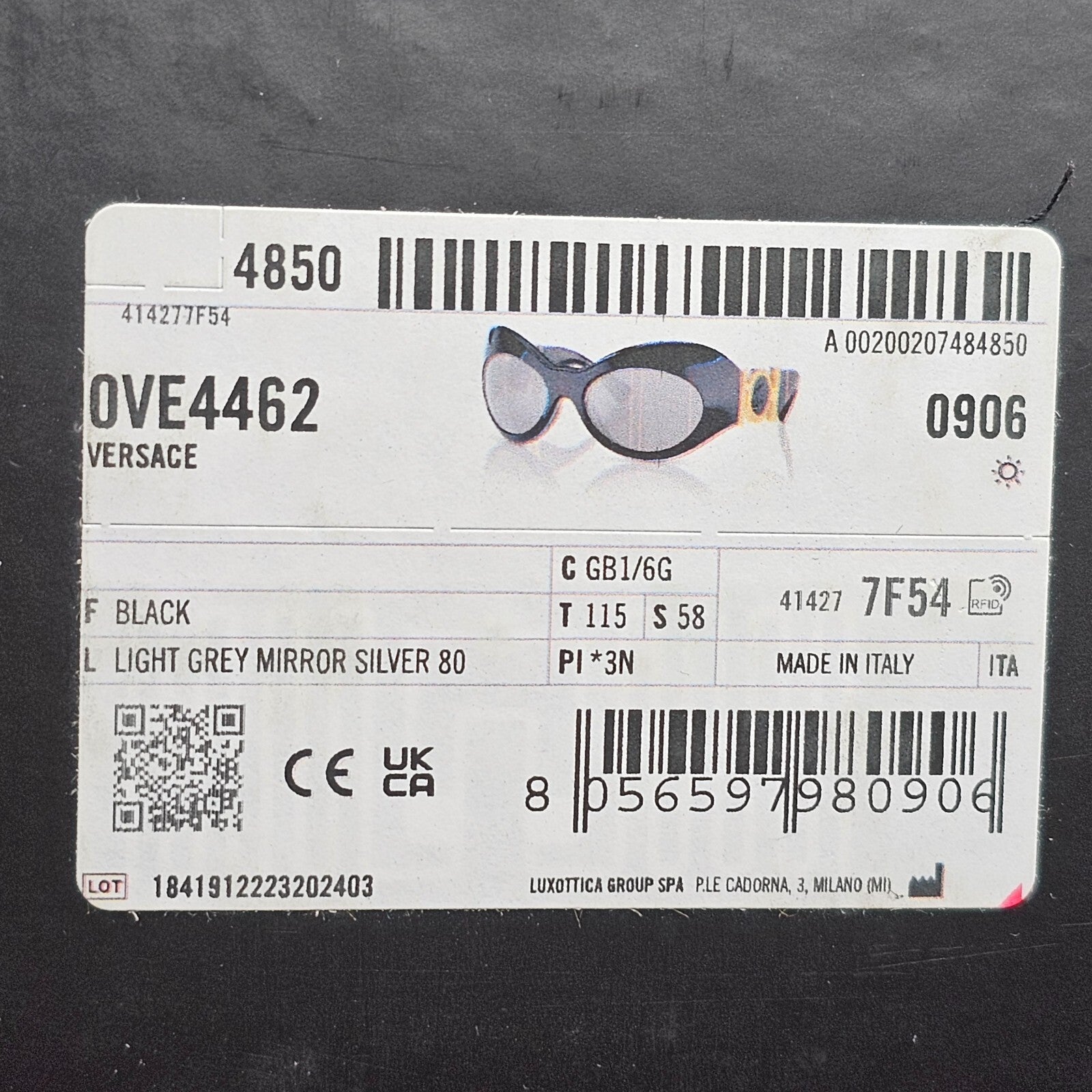 Versace Sunglasses Black Silver Gold Medusa Large Oversized MOD VE 4462 GB1/6G