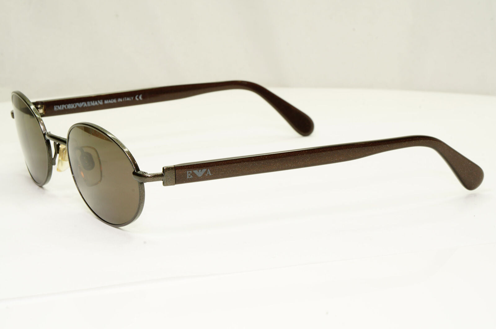 Emporio Armani 1997 Vintage Sunglasses Mens Womens Oval Brown Metal 083-S 1076