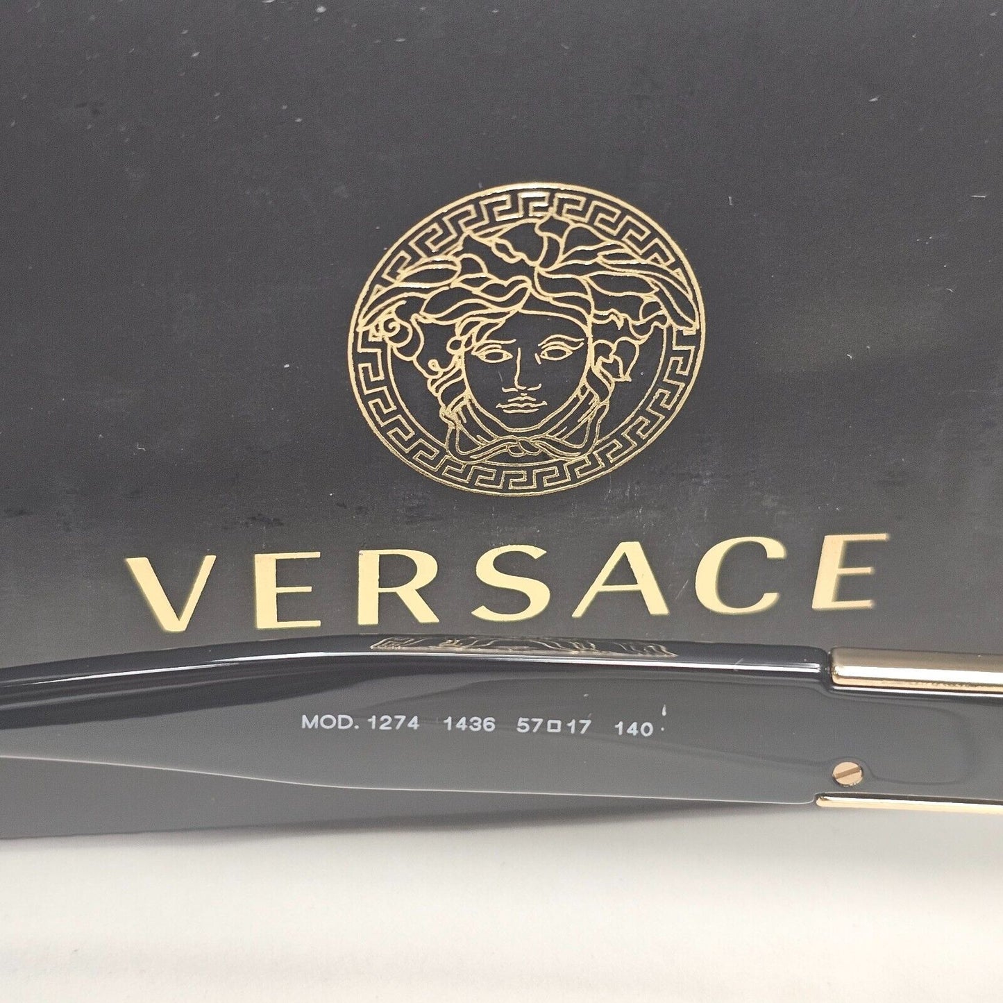 Versace Sunglasses Black Gold Medusa Square Metal MOD VE 1274 1436 57mm