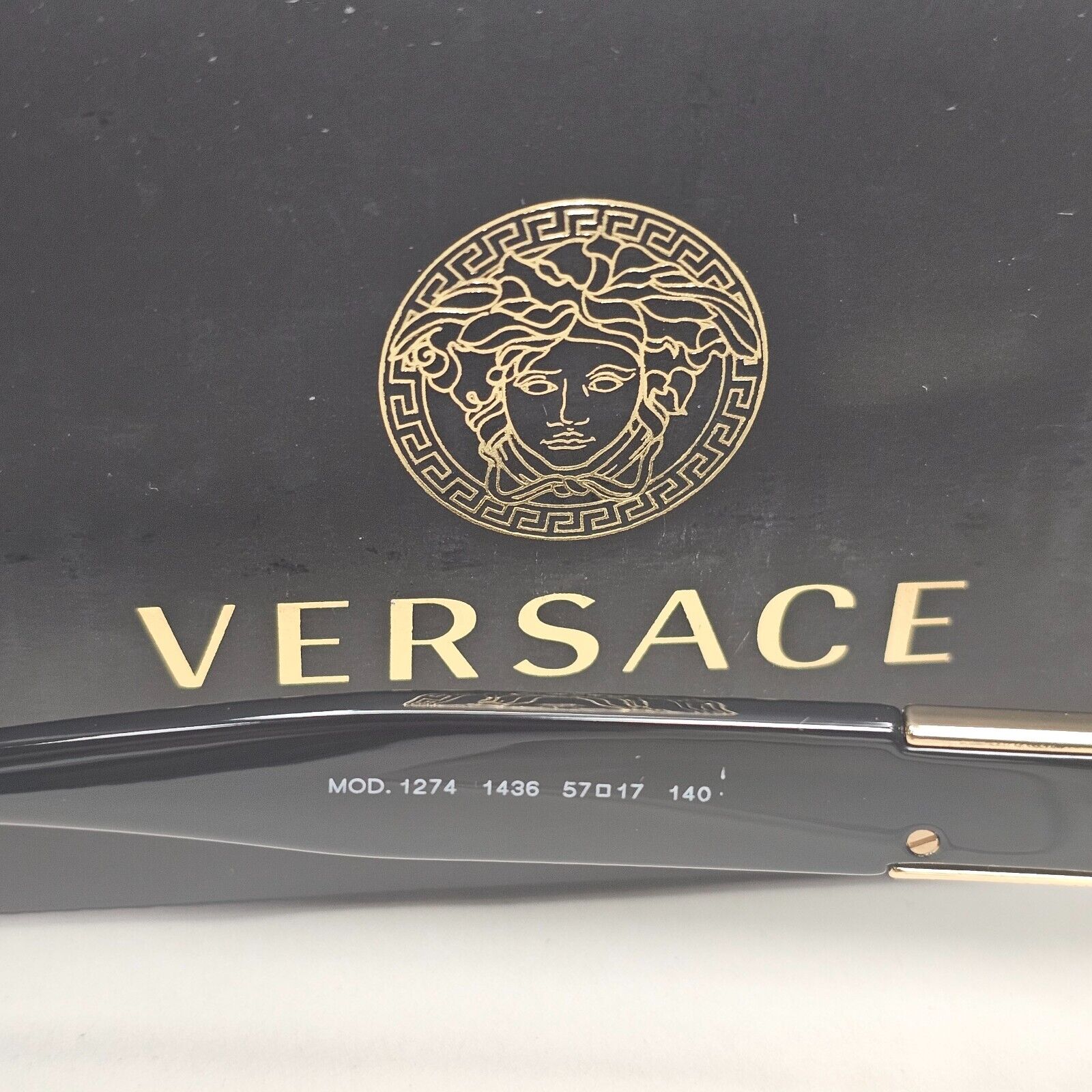 Versace Sunglasses Black Gold Medusa Square Metal MOD VE 1274 1436 57mm