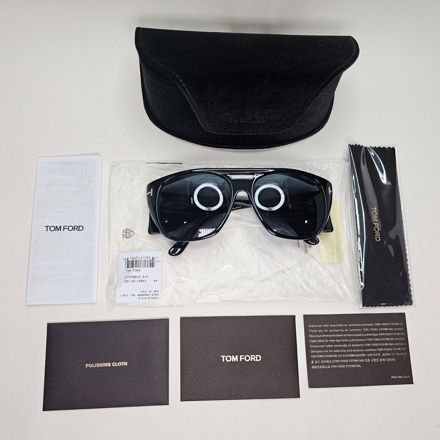 Tom Ford Sunglasses Fender Black Side Shields Square Large FT0799 TF 799 01A