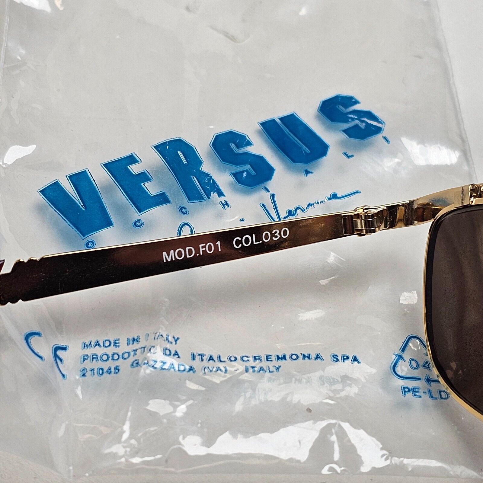 Versus Sunglasses 1996 by Gianni Versace Vintage Gold Brown MOD F01 COL 030