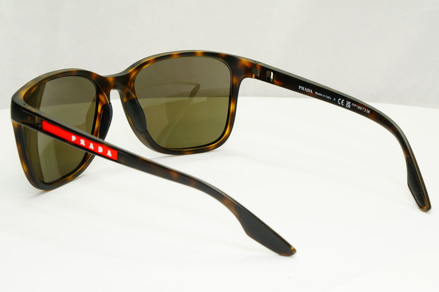 Prada Brown Sunglasses Tortoiseshell Square Red Stripe PS02WS SPS 02W 581-06H