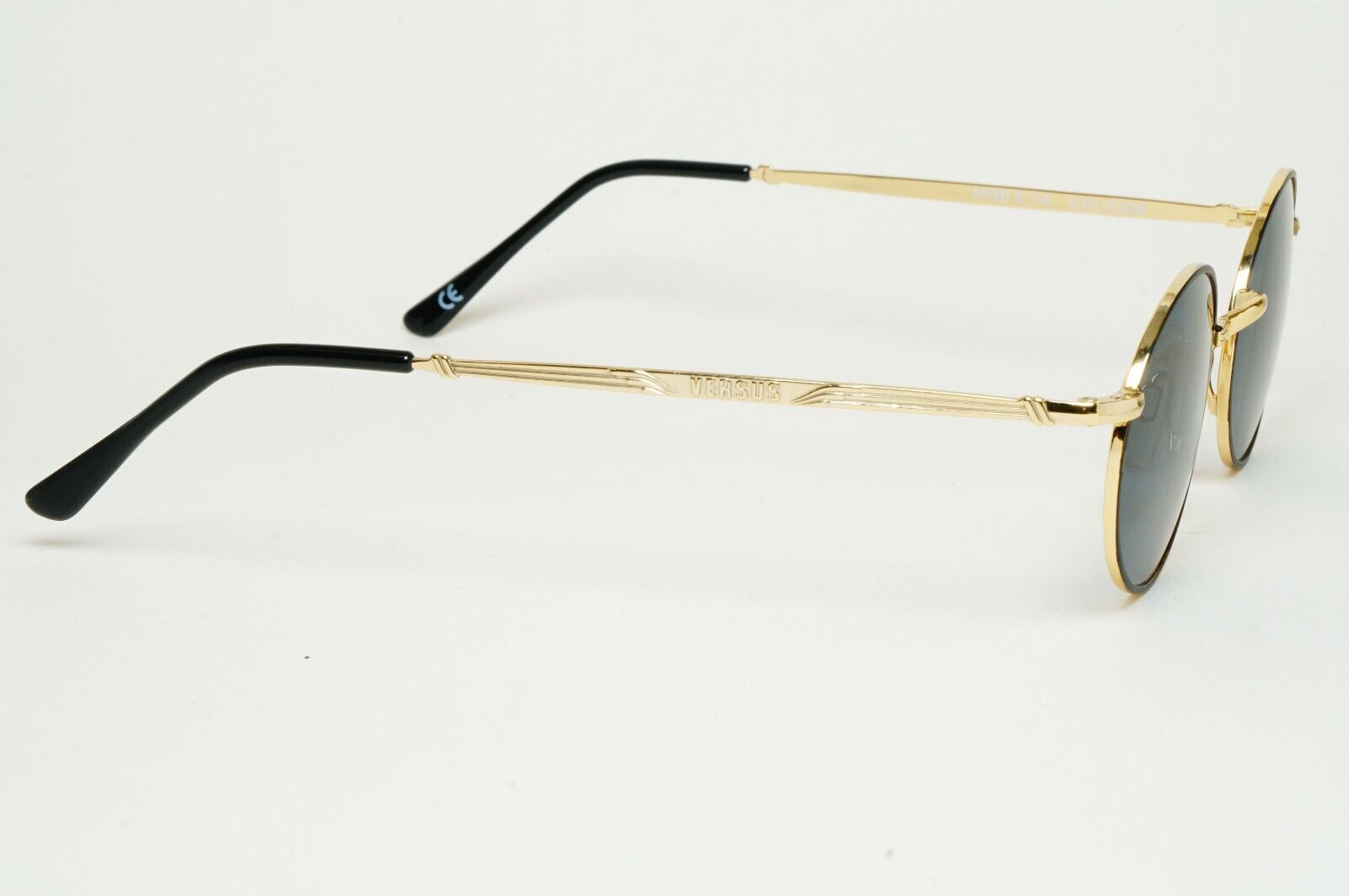 Versus Sunglasses 1996 by Gianni Versace Vintage Round Gold Grey MOD E74 COL 09M