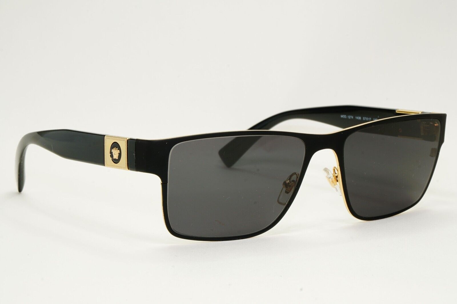 Versace Sunglasses Black Gold Medusa Square Metal MOD VE 1274 1436 57mm