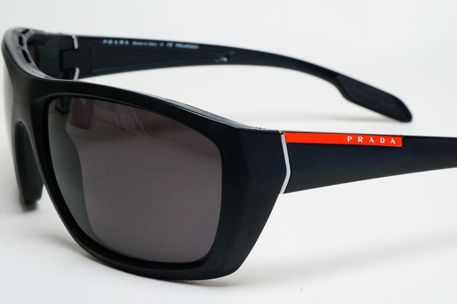 Prada Sunglasses Black Wrap Red Stripe PS06SS SPS 06S 1BO-5X1 231124
