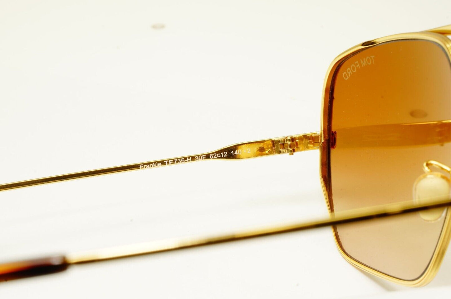 Tom Ford Gold Brown Pilot Arista Square Mens Sunglasses Frankie TF 735-H 30F [A]