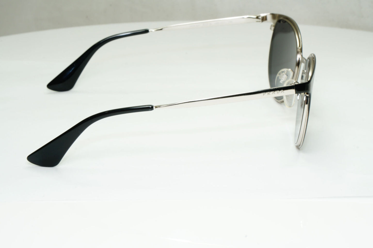 Prada Sunglasses Black Silver Metal Square Panto PR53TV VPR 53T 1AB-1O1 180323