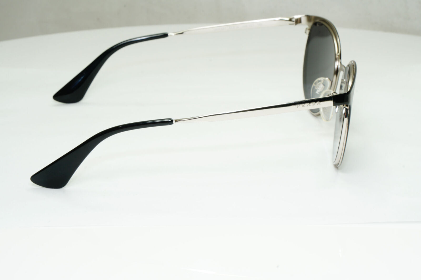 Prada Sunglasses Black Silver Metal Square Panto PR53TV VPR 53T 1AB-1O1 180323