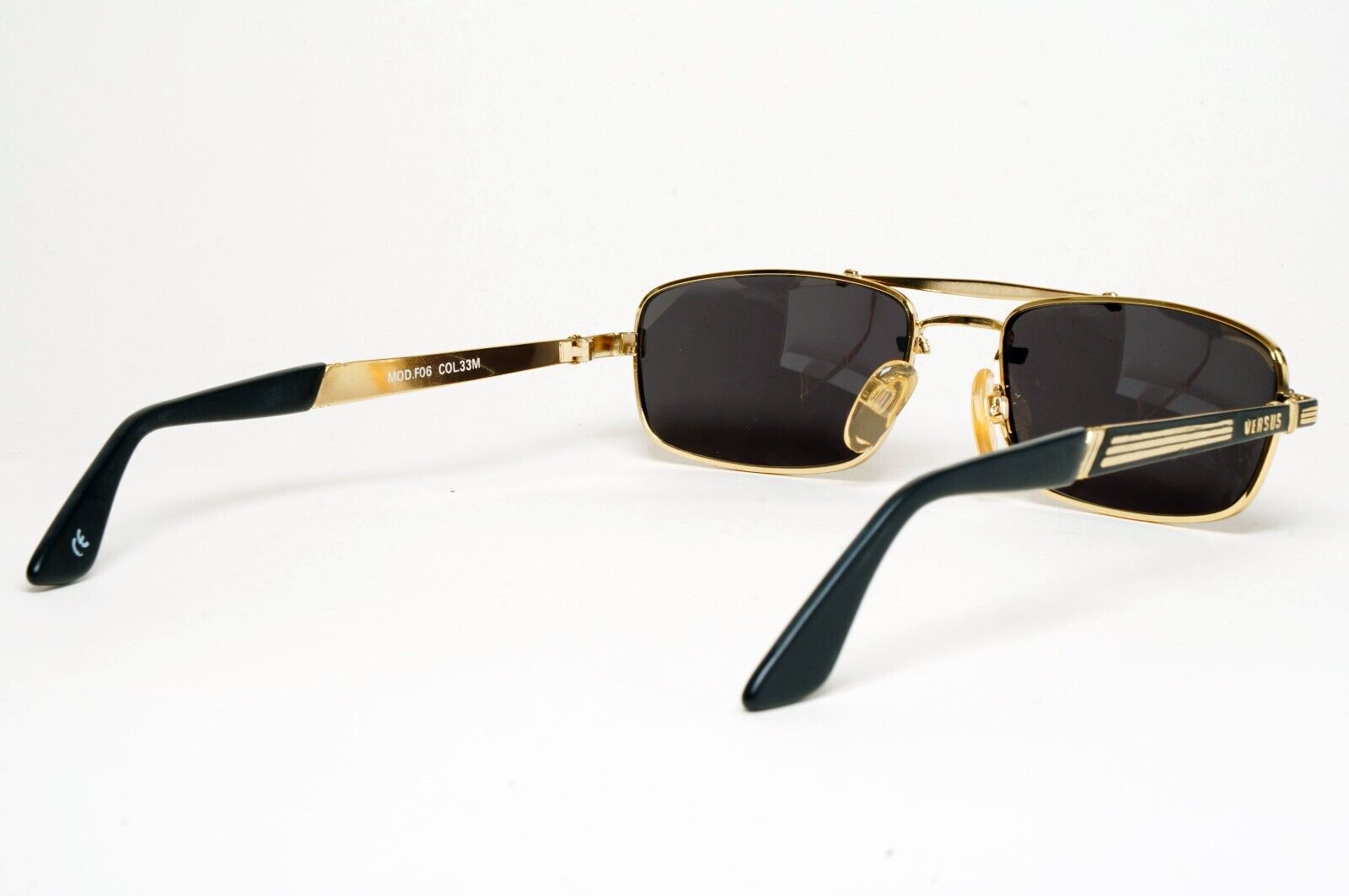 Versus Sunglasses 1996 by Gianni Versace Vintage Rectangle Gold MOD F06 COL 33M