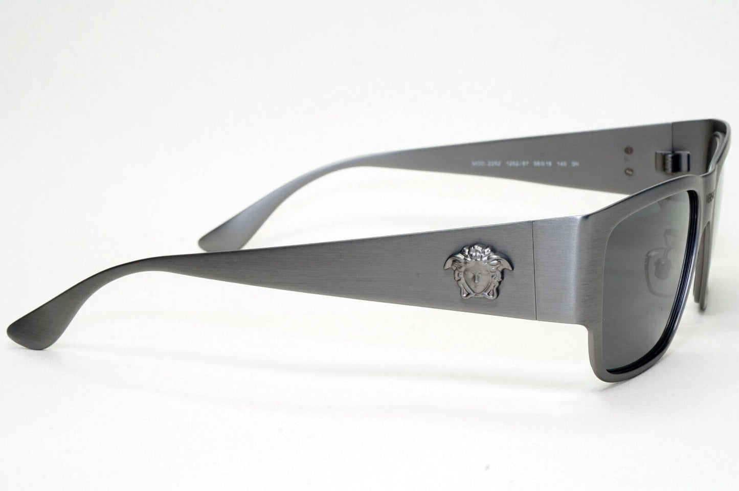 Versace Sunglasses Gunmetal Medusa Dark Silver Brushed Matte MOD VE 2262 1262/87