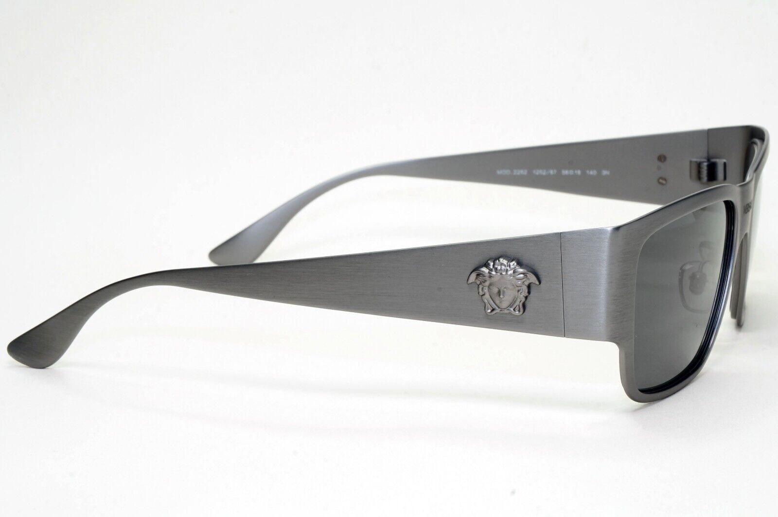 Versace Sunglasses Gunmetal Medusa Dark Silver Brushed Matte MOD VE 2262 1262/87