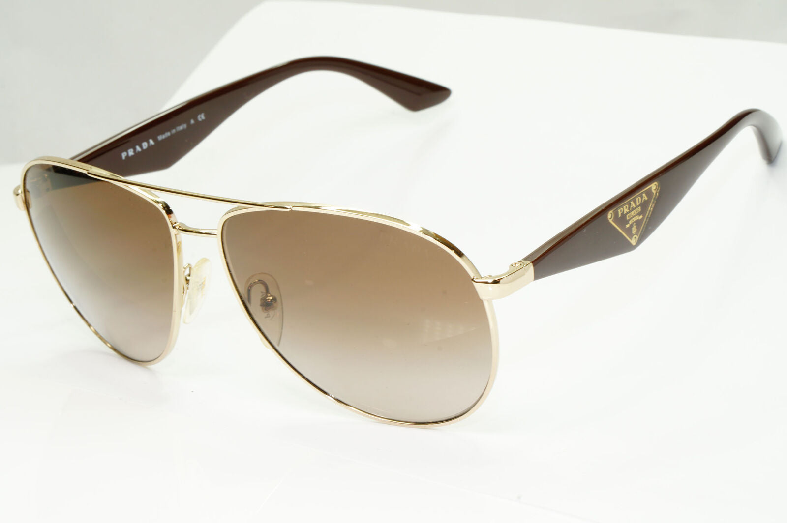 Prada Sunglasses Triangle Logo Pilot Gold Brown Gradient PR53QS SPR 53Q ZVN-1X1