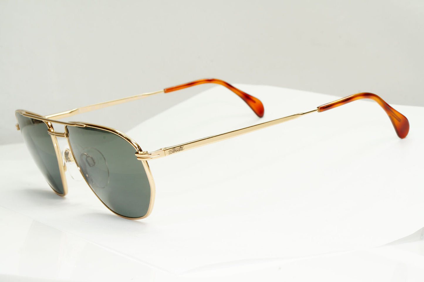 Silhouette 1990s Austria Sunglasses Vintage Gold Green Pilot M7217 V6050 071222