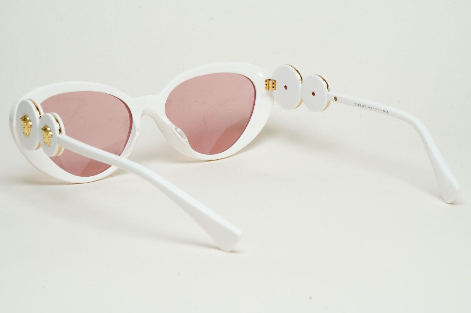 Versace Sunglasses White Cat Eye Pale Pink Gold Medusa MOD VE 4433-U 314/84 54mm