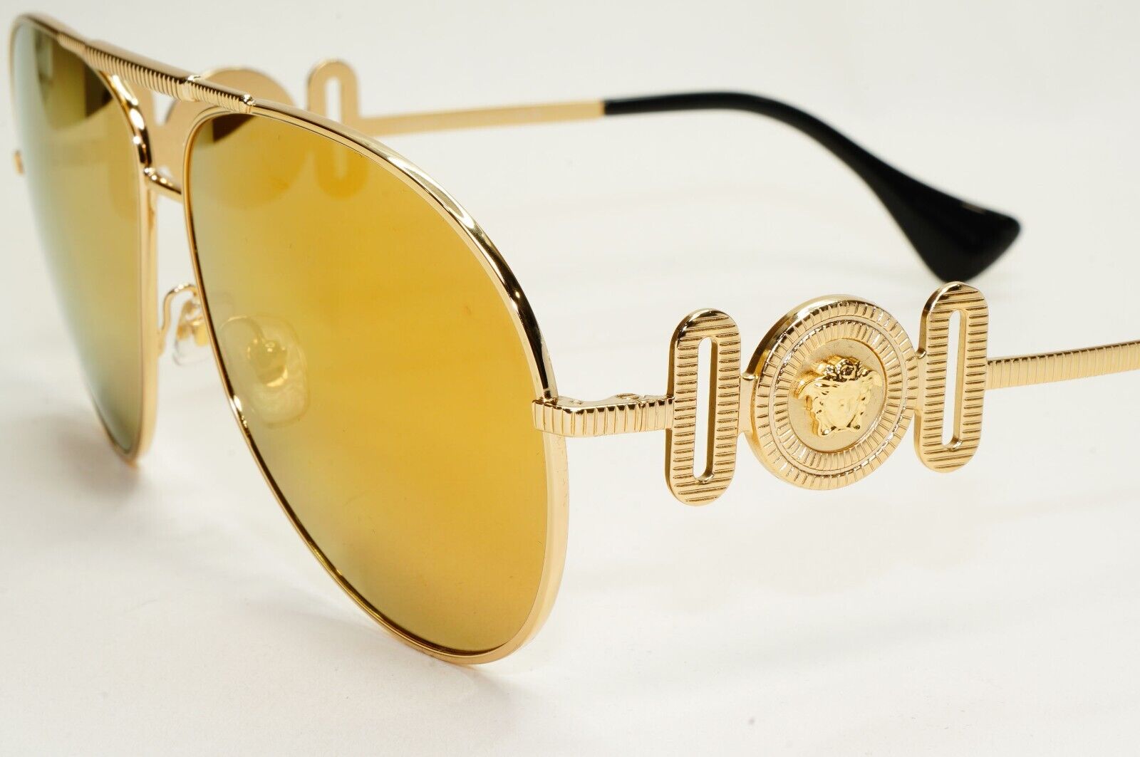 Versace Sunglasses Gold Mirror Large Metal Pilot MOD VE 2249 1002/7P 65mm