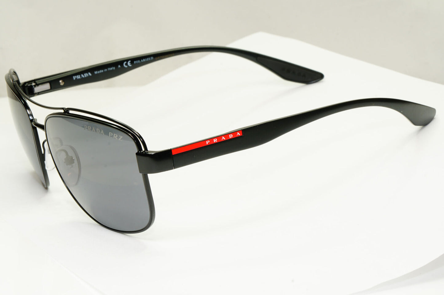 Prada Polarised Sunglasses Black Grey Pilot Metal PS57VS SPS 57V 1BO-02G