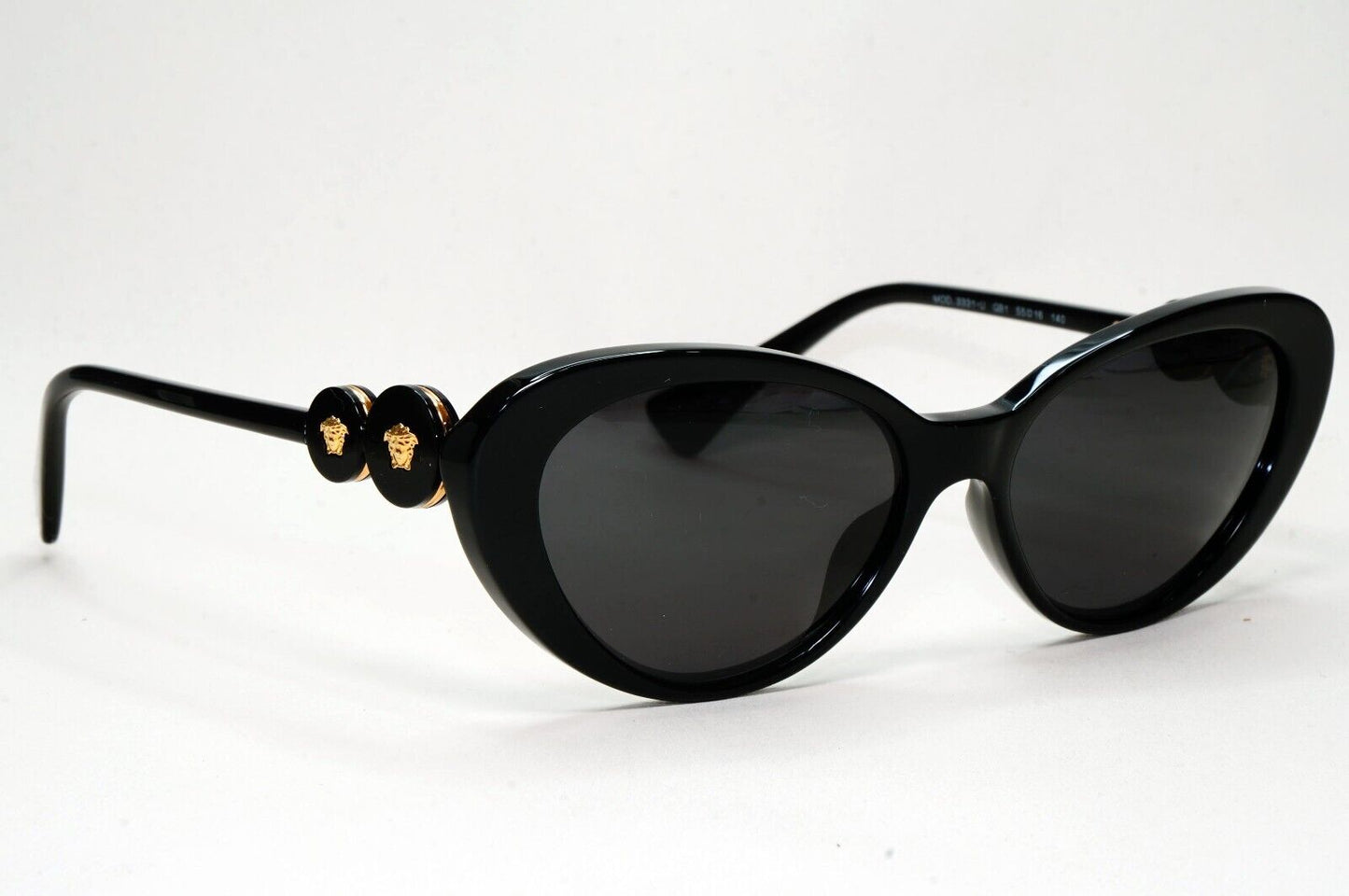 Versace Sunglasses Black Gold Medusa Cat Eye MOD VE 3331-U GB1 55mm