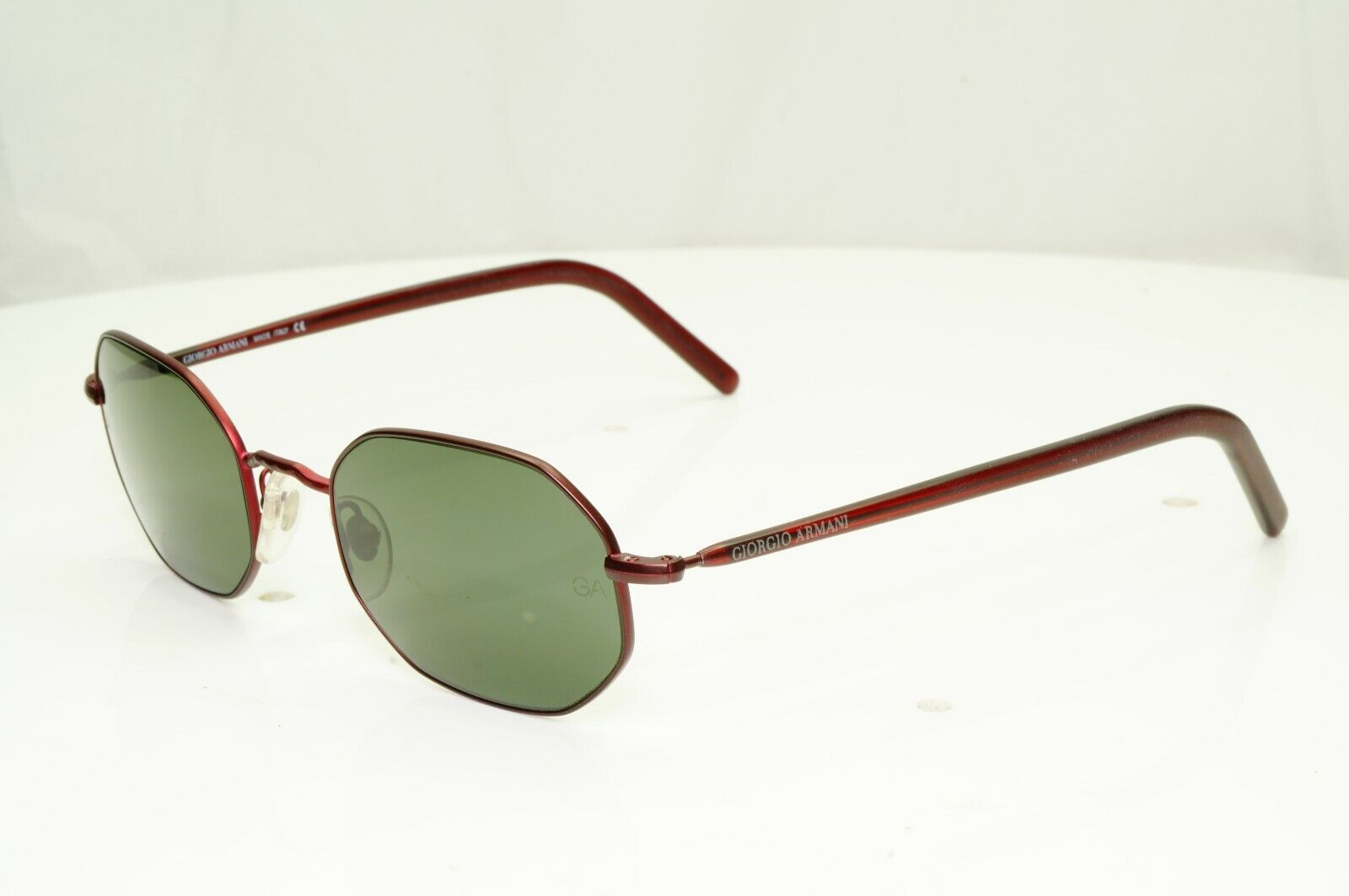 Giorgio Armani 1997 Vintage Sunglasses Burgundy Octagon Glass Lens 664 1052