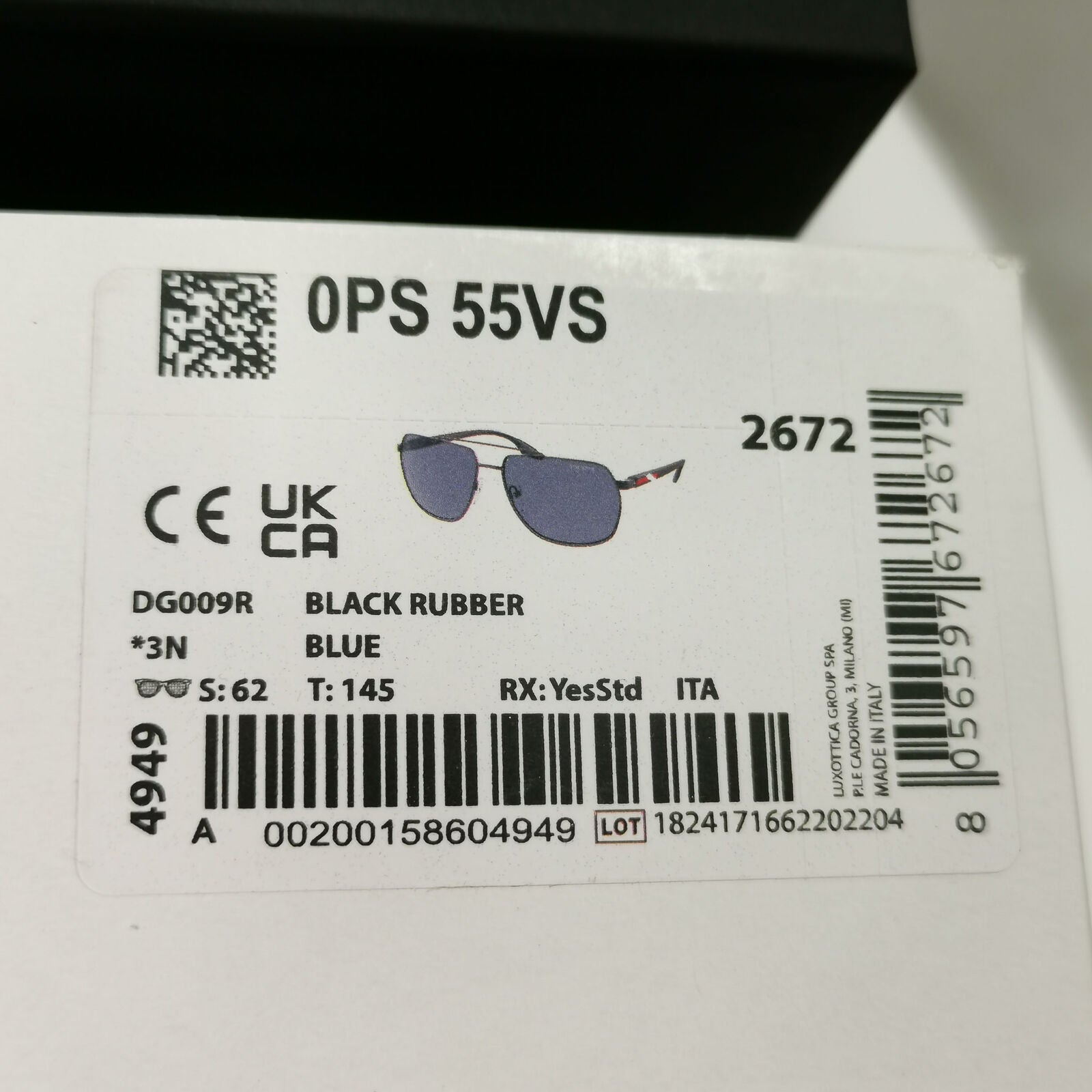 Prada Tuning Blue Sunglasses Black Red Stripe Pilot PS55VS SPS 55V DG0-09R