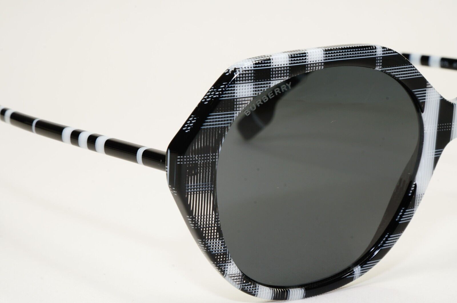 Burberry Sunglasses Black White Grey Check Plaid Vanessa BE 4375 4004/87 55mm