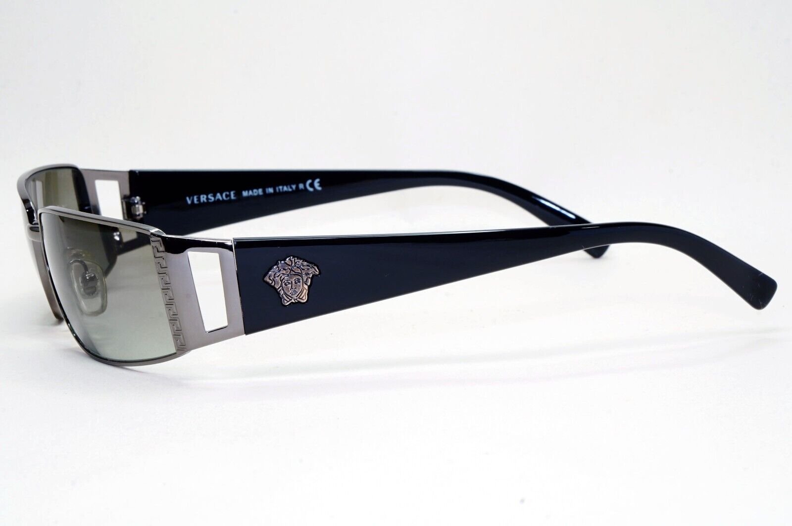 Versace Sunglasses 2003 Vintage Black Grey Rectangle MOD 2021 1001/11 311024