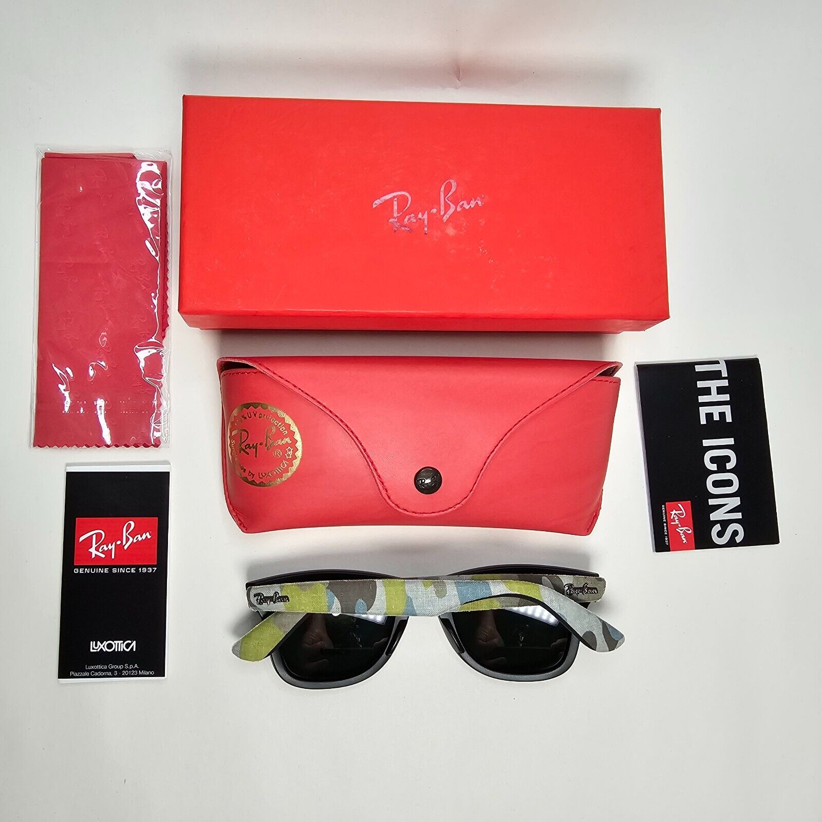 Ray-Ban Sunglasses Wayfarer Black Green Urban Camoflauge RB 2140 6065 50mm