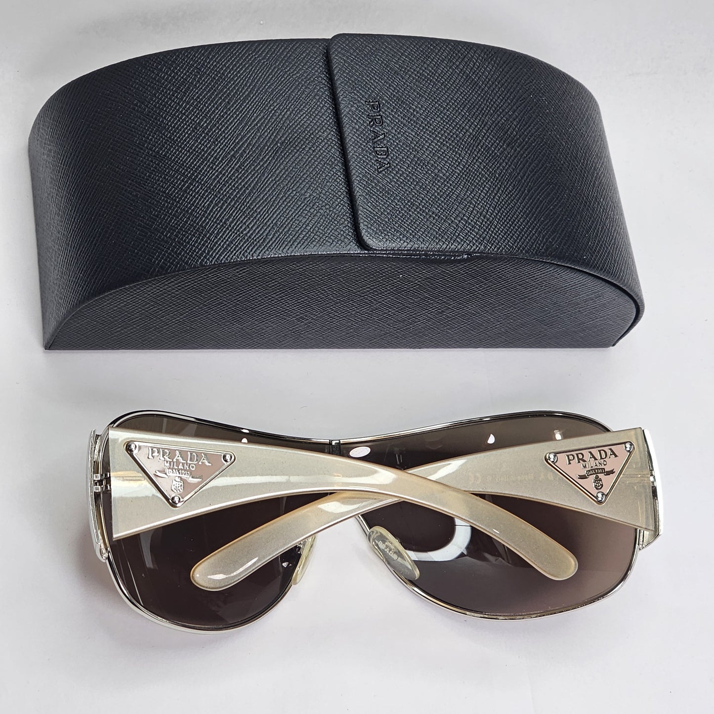 Prada Sunglasses 2010 Triangle Shield Silver Brown PR57LS SPR 57L 1BC-8C1 191223
