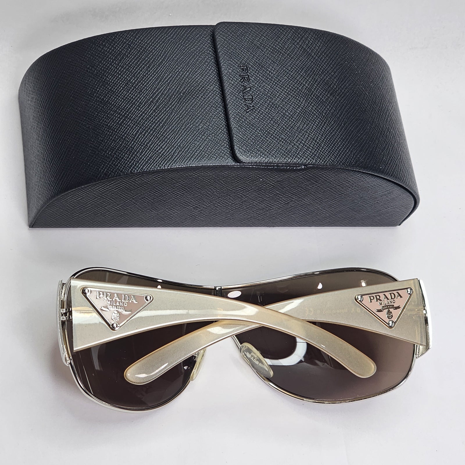 Prada Sunglasses 2010 Triangle Shield Silver Brown PR57LS SPR 57L 1BC-8C1 191223
