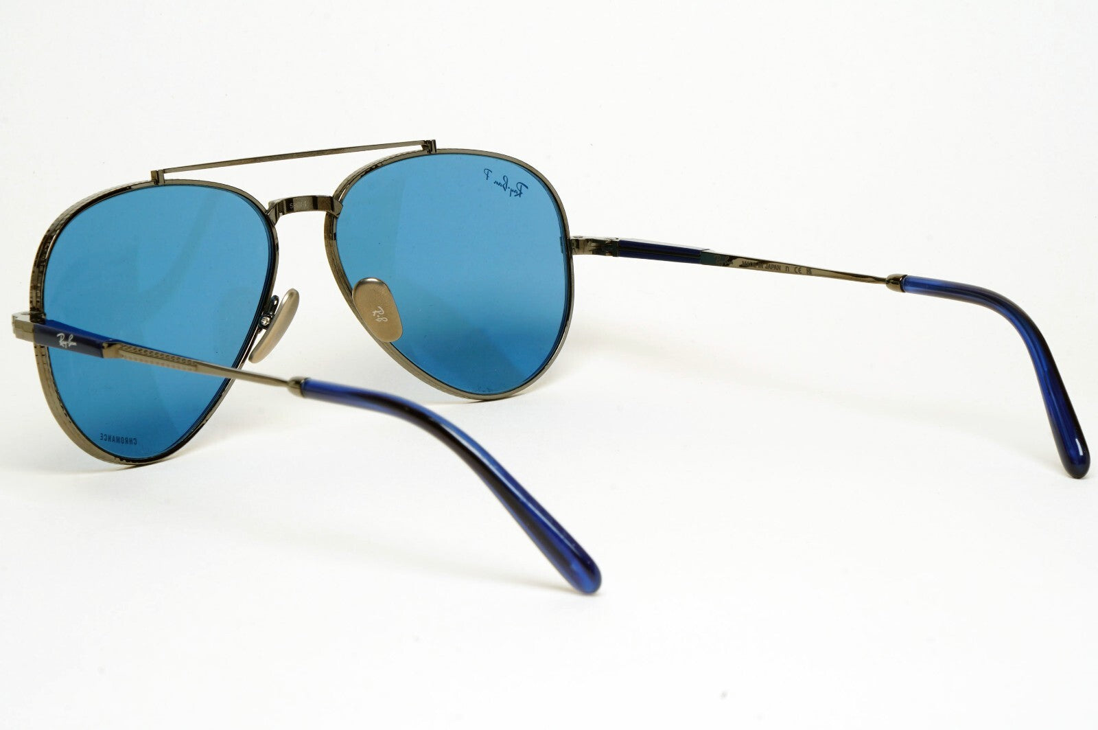 Ray-Ban Sunglasses Aviator Titanium Polarised Gunmetal Blue RB 8225 3142/S2 58mm