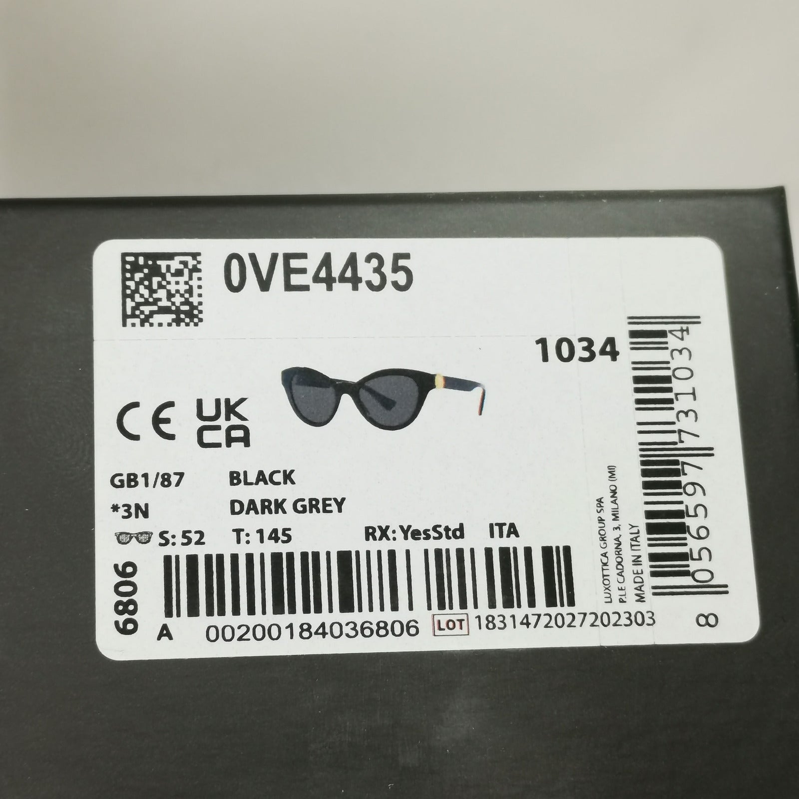 Versace Sunglasses Black Gold Cat Eye Medusa MOD VE 4435 GB1/87 52mm