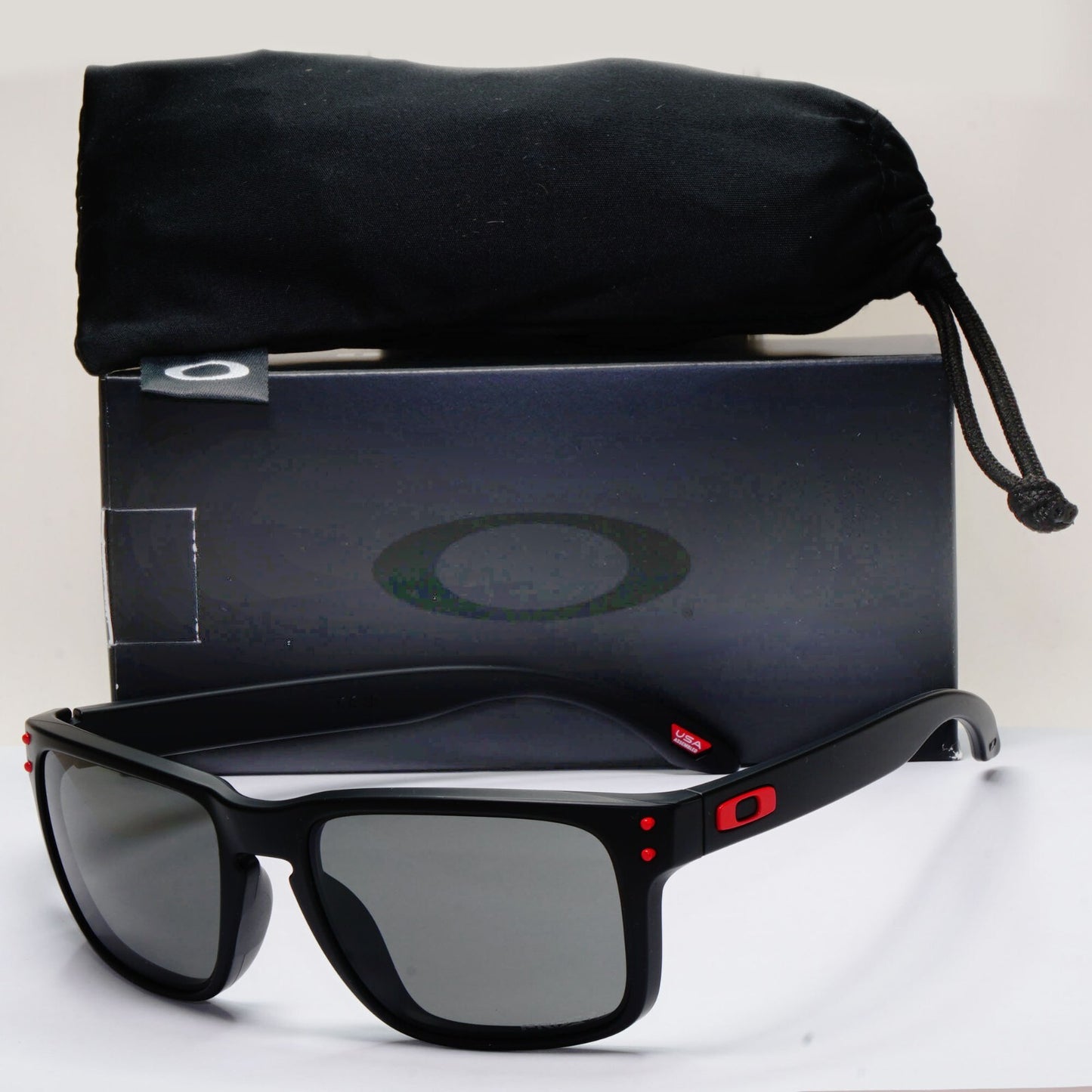 Oakley Sunglasses Holbrook Black Matte Grey Prizm Square Red OO 9102 U2 57mm [a]
