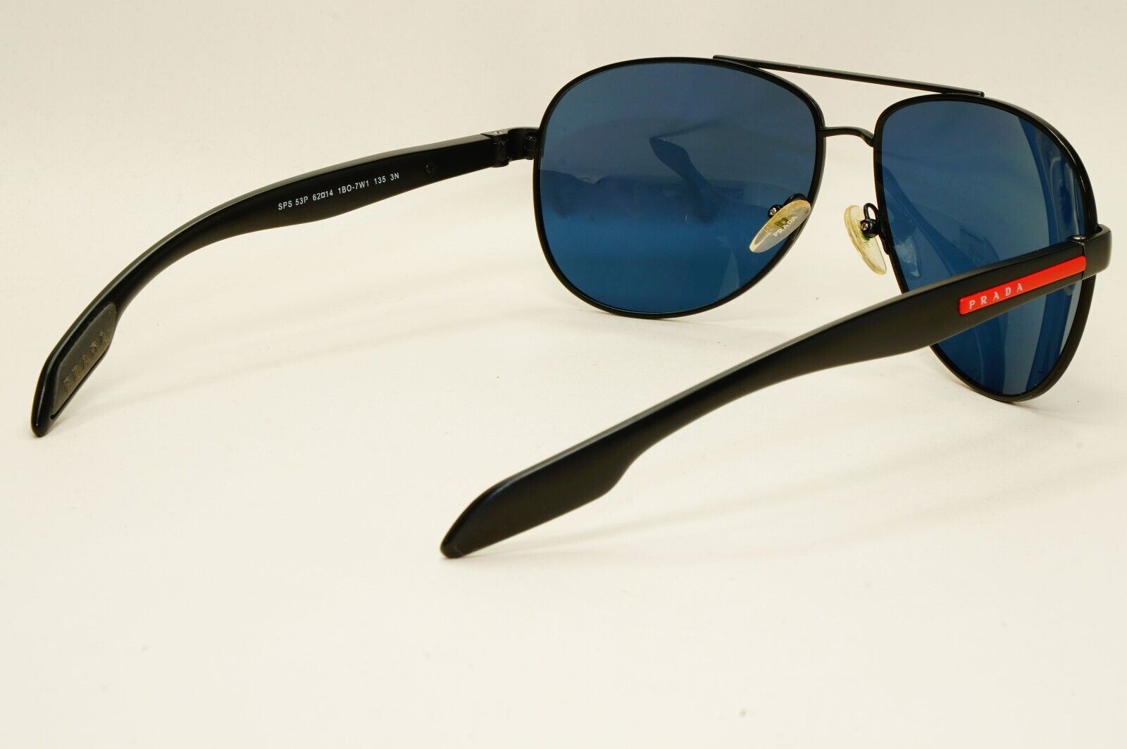 Prada Sunglasses Black Blue Pilot Red Stripe PS53PS SPS 53P 1BO-7W1 62mm 031124